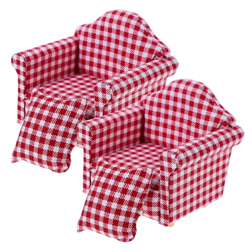 Hohopeti 2 Stück Mini Holzcouch Für Puppenhaus Einzelsofa Mit Plaid Hochwertiges Farbenfrohes Design Ideal Für Puppenmöbel Und Miniatur Dekoration von Hohopeti