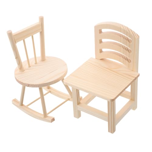 Hohopeti 2 Stück Miniatur Schaukelstuhl Teilig Holz Klein Puppenhaus Stuhl DIY Kreativspielzeug Puppenhaus Dekoration Holzstuhl für Vorschule und Hohopeti 2 Stück Miniatur Schaukelstuhl Teilig Holz Klein Puppenhaus Stuhl DIY Kreativspielzeug Puppenhaus Dekoration Holzstuhl für Vorschule und von Hohopeti