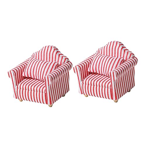 Hohopeti 2 Stück Puppenhaus Möbel Teiliges Rot Weiß Gestreiftes Sofa Realistische Puppenhaus Accessoires Lebendige Miniatur Couch für Foto Requisiten Hohopeti 2 Stück Puppenhaus Möbel Teiliges Rot Weiß Gestreiftes Sofa Realistische Puppenhaus Accessoires Lebendige Miniatur Couch für Foto Requisiten von Hohopeti
