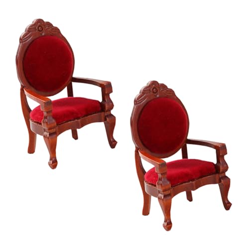 Hohopeti 2 Stücke Roter Miniatur Holzsessel Puppenhaus Möbel Dekorativ Leicht Sicher für Kinderzimmer Hohopeti 2 Stücke Roter Miniatur Holzsessel Puppenhaus Möbel Dekorativ Leicht Sicher für Kinderzimmer von Hohopeti