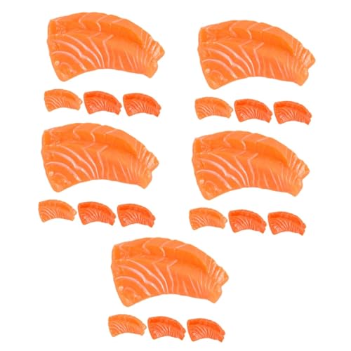 Hohopeti 20 STK Lachs-Modell Gefälschtes Fischfleisch Künstliche Lachsscheiben Lachsfischmodell Lachsförmige Modelle Gefälschte Lachsscheiben Künstliche Lachsmodelle Simulierter Lachs PVC von Hohopeti