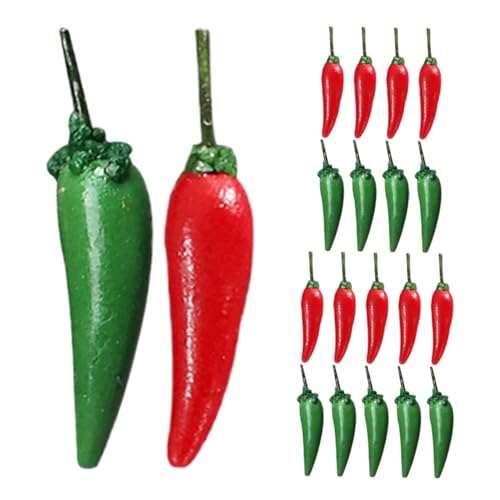 Hohopeti 20 Stück Simulation Chili Mini Fake Chili Peppers Künstliche Lebensechte Pfefferharz Fake Gemüse Für Foto-Requisiten Zuhause Küche Tischdekoration Schrank Ornament von Hohopeti