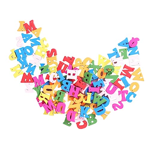 Hohopeti 200 Stück DIY Doodle Holzscheiben 15 Mm Bunte Englische Buchstaben Muster Lernspielzeug Scrapbooking Verzierungen Dekoratives Handwerk Kreatives Basteln von Hohopeti