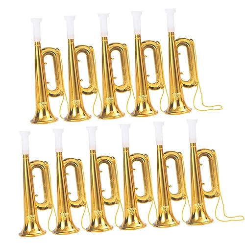 Hohopeti 20st Trompete Spielzeug Gefälschte Trompetenspielzeuge Trompetenmodell Handluftpumpenhupe Krachmacherspielzeug Für Kinder Saxophon Spielzeug Partys Feier Horn Golden Plastik von Hohopeti