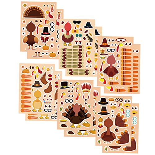 Hohopeti 24 Blätter Thanksgiving-Aufkleber Herbstaufkleber Thanksgiving-Party-Aufkleber laubsägen für Kinder knobeleien für Kinder Wand Stickers Herbst wandtattoos Festival-Aufkleber Papier von Hohopeti