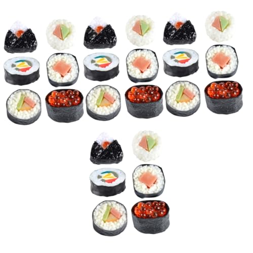 Hohopeti 24 STK Sushi-Simulation sushirolle Sushi roll Fake-Food-Sushi künstliches Sushi Sushi-Sashimi-Modell gefälschte Sushi-Fotografie-Requisiten gefälschte Essensrequisite PVC von Hohopeti