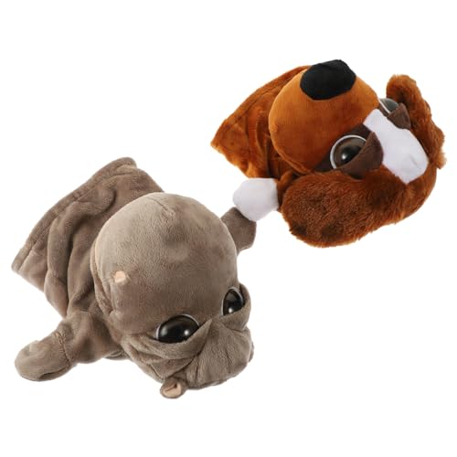 Hohopeti 2St Animal-Design Hand Puppet Kinderhandpuppe Waschbare Handpuppe Tierdesign Spielzeug Plüschtier-Handpuppen tierisches Plüschtier Cartoon-Tierpuppe Rollenspiel Handpuppe von Hohopeti