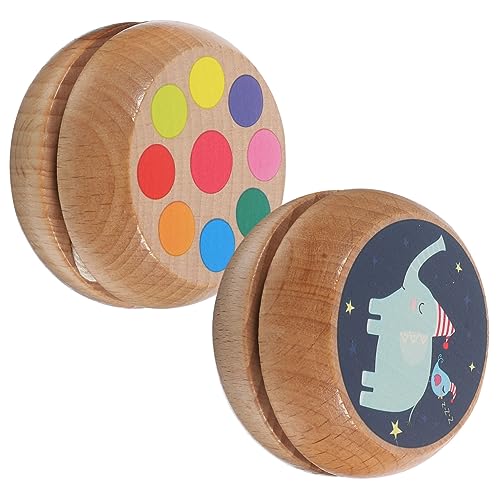 Hohopeti 2PCS Holz Yoyo Spielzeug Jungen und Mädchen Yo Yo Bälle Pädagogisches Spielzeug Unisex Cartoon Bälle von Hohopeti