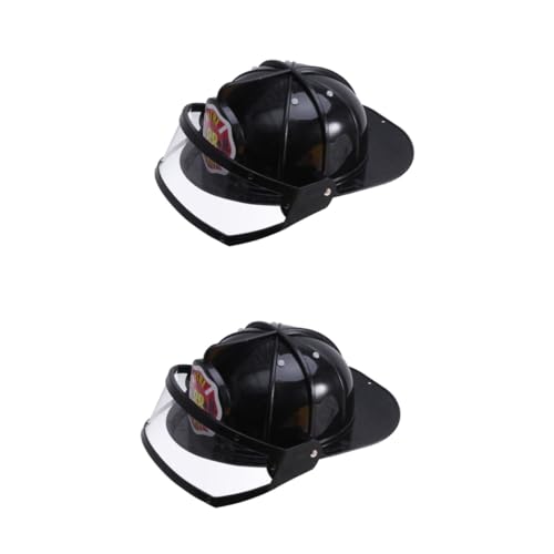 Hohopeti 2St Konstruktionsspielzeug Hüte für Kinder Zubehör Lernspielzeug Cosplay-Helm kinder- feuerwehrhelm feuerwehrmann spielzeug kreatives Kinderspielzeug Feuerhut-Spielzeug Black von Hohopeti