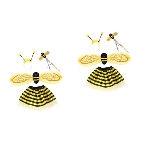 Hohopeti 2St Party-Outfits für Kinder bee Costume Flügel Bienenanzug für Bienenkostüm Mädchen Krug Honigbienenkostüm für Kinder Bienen-Stirnband Kostüm Kind Party-Cosplay-Kostüm Yellow von Hohopeti