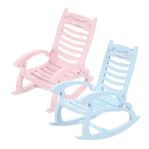 Hohopeti 2St holzstuhl Beach Chair strandsessel Strand stühle Miniaturlebensszenendekoration Stuhlornament Bezaubernder Miniatur-Schaukelstuhl puppenhaus DIY Stuhl dekor Stuhlmodell hölzern von Hohopeti