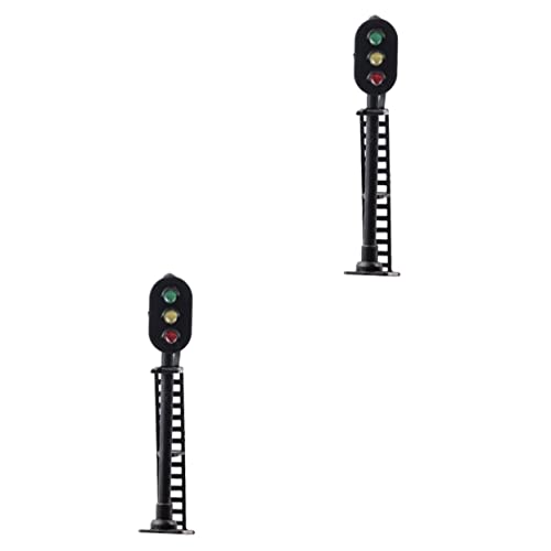 Hohopeti 2St modellbahn Lichter ampeln ampelschirm rot modeleisenbahn Zuglayout-Szenenmodelle Miniatur-Eisenbahnmodellbau leuchtendes Signallichtmodell grün-gelb-rotes Lampenmodell Metall von Hohopeti