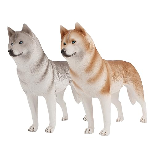 Hohopeti 2st Heisere Ornamente Figuren Von Waldtieren Husky-Modell Haustier Hund Ornamente Lernspielzeug Für Tiere Welpenfiguren Welpenmodell Spielzeug Hundemodell Hundeskulptur-Statue PVC von Hohopeti