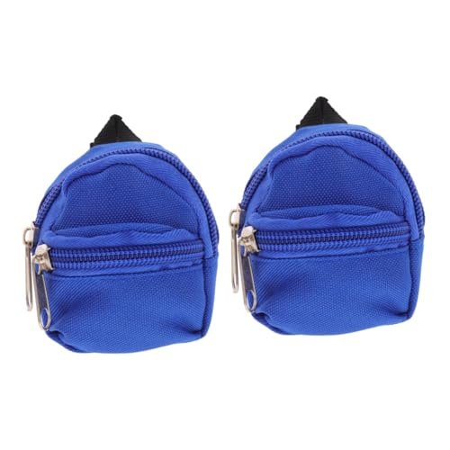 Hohopeti 2st Puppenrucksack Spielzeuge Schließfach Miniatur Rucksack Für Puppen Rucksäcke Mini-puppentasche Mini-Rucksack-dekor Mini-Puppe-Ornament Schultasche Für Puppe Blue Polyester von Hohopeti