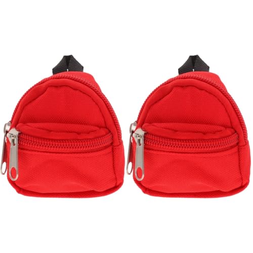 Hohopeti Puppentasche 2st Puppenrucksack Tasche Mini-hausverzierung Mini-Puppen Für Schulbedarf Rucksack Aus Puppenstoff Mini-Rucksack Für Puppen Rucksack Für Babypuppen Spielzeug Polyester Rot von Hohopeti