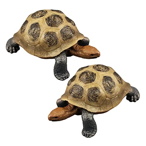 Hohopeti 2st Simulierte Schildkröte Lernspielzeug Für Kinder Mini-tierspielzeug Meeresdekor Spielzeug Für Kleinkinder Wohndekoration Schildkröten-actionfigur Tischminiaturen PVC Brown von Hohopeti