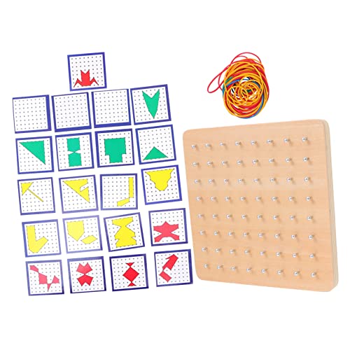 Hohopeti 3 Sätze Holzspielzeug Gehirnspielzeug grafisches Geoboard Geobrettspiel Spielzeug für Kinder kinderspielzeug Kid Toys Steckbrett Lernwerkzeuge für Kindermathematik hölzern Colorful von Hohopeti