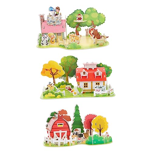 Hohopeti 3 Sätze Modell Puzzle für Kinder Kinderspielzeug Kinder entwicklung kindliche entwicklung Toys Kleinkind-Puzzle Miniaturbausatz pädagogische Rätsel für Kinder 3D-Rätsel Schaum von Hohopeti