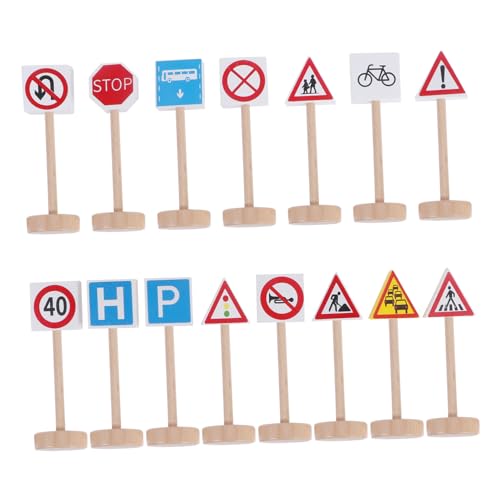 Hohopeti 30 STK Verkehrsschilder Aus Holz Spielzeug Lernspielzeug Straßenschilder Verkehrszeichen-spielset Ampel Spielzeug Für Kinder Verkehrszeichen, Spielzeug Verkehrsspielzeug Hölzern von Hohopeti