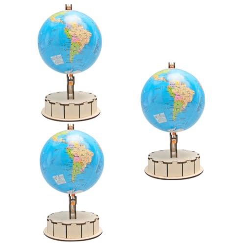 Hohopeti 3St Globe-Lehrmittel spielsachen Modelle erdanker Bildungs-Erdkugel-Set Mini-DIY-Erdkugel-Spielzeug Lustiges DIY-Erdkugel-Spielzeug Kinder-DIY-Erdkugel-Spielzeug Holz Colorful von Hohopeti