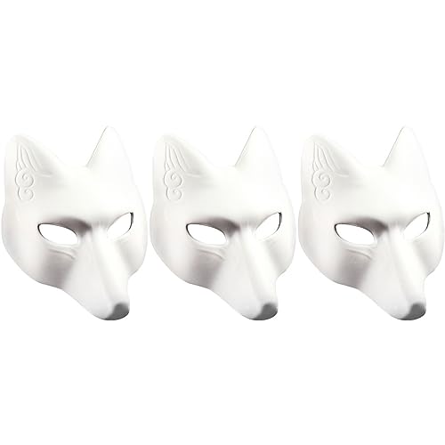 Hohopeti 3St Masken für Erwachsene Fuchs Maskerade Maske Fuchsmaske für Frauen Halloween-Maske DIY Fuchsmaske halloween costume halloween kleidung Maskerade Zubehör Maskerade Masken Pu Weiß von Hohopeti