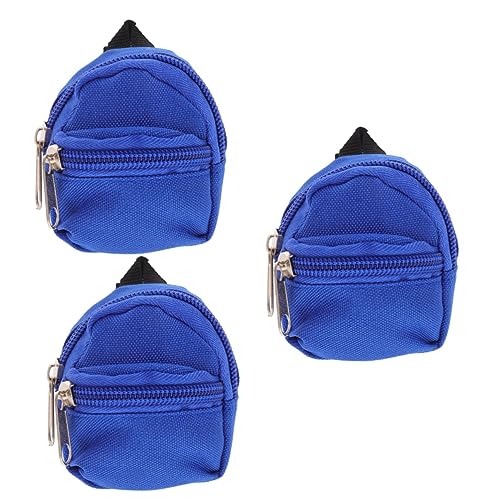 Hohopeti 3st Puppenrucksack Miniatur Schließfach Rucksack Für Puppen Spielzeuge Rucksäcke Puppenschultasche Fotografie-Requisiten Mikroszenenverzierungen Schulranzen-Ornament Blue Polyester von Hohopeti