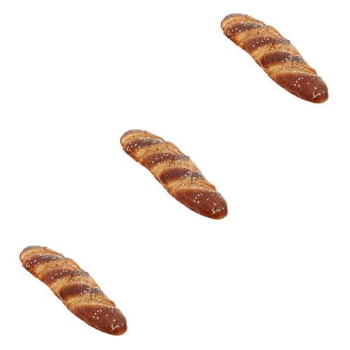 Hohopeti 3st Simulation Brot Kuchendekoration Modell Für Künstliche Brote Dekor Für Den Tisch Künstliche Lebensmittel-Requisiten Fensterdekoration Simuliertes Sesambrot Essen Light Brown Pu von Hohopeti