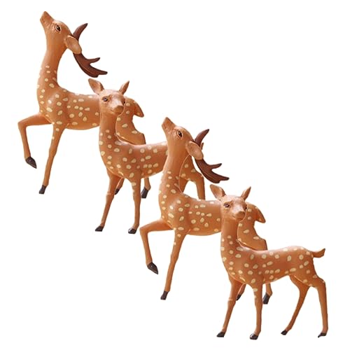 Hohopeti 4 Stück Cute Decor miniaturfiguren gartendeko rostoptik Waldtiere Figuren tortendeko Einschulung Spielzeuge Mikrolandschaftsornament Basteln Sie Hirschfiguren Mini-Hirschstatue PVC von Hohopeti