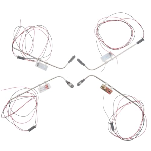 Hohopeti 4 Stück Leuchtendes Straßenlaternenmodell Miniatur-Straßenlaterne Tiny House Minilampe sammlerstücke straßenlaterne Modellbau Straßenlaterne Handwerk straßenlaterne dekor Plastik von Hohopeti