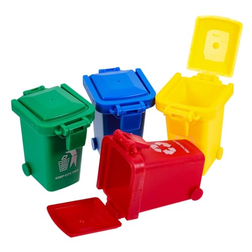 Hohopeti 4 Stück Mini-Mülleimer Abdeckungen für Mülltonnen Mini-Fahrzeug-Mülltonne zabawki stymulujące rozwój Educational Toys Spielzeug bleistifte Kleines Mülleimer-Modell Plastik rot von Hohopeti