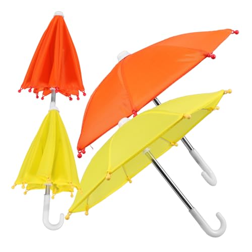 Hohopeti 4 Stück Mini-Puppenschirm winziger Regenschirm Pflanzenschattenschirm Rollenspiel-Regenschirm mini Regenschirm Puppenregenschirm Miniatur Regenschirmmodell Mini-Modelle Edelstahl von Hohopeti