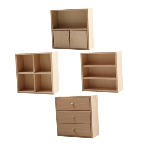 Hohopeti 4 Stück Miniatur Puppenhaus Möbel Holz Schrank Regal DIY Bastelset Handwerk Kreativspielzeug für Dekoration Hohopeti 4 Stück Miniatur Puppenhaus Möbel Holz Schrank Regal DIY Bastelset Handwerk Kreativspielzeug für Dekoration von Hohopeti