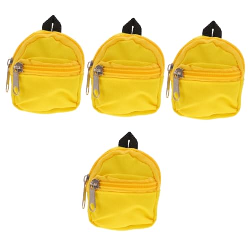 Hohopeti 4 Stück Puppenrucksack Umhängetasche kleine Reißverschlusstasche Mädchen Puppen Schulranzen Rucksack für Puppen Spielzeug Mini- -Rucksack Mini-Hausdekoration Polyester Yellow von Hohopeti