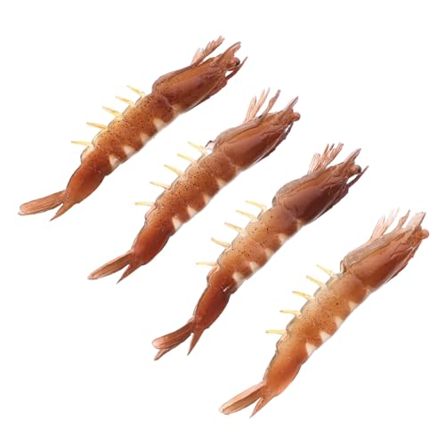 Hohopeti 4 Stück künstliche Garnelen Spielzeug staudenstütze tomodell spielwaren Shrimps deko Desktop-Ornamente künstliche geschälte Garnelen realistische Garnelenmodelle Plastikgarnele PVC von Hohopeti