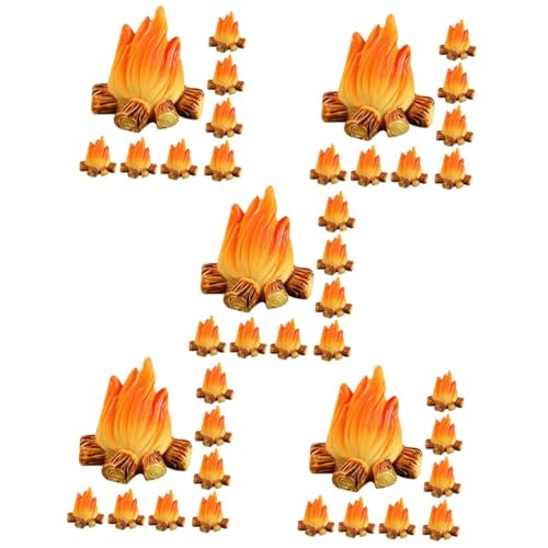 Hohopeti 40 STK Feuerschmuck Mini-gartenzubehör Mini-puppenhauszubehör Miniatur Lagerfeuer Zubehör Für Feengärten Miniatur-Lagerfeuer Puppenhaus-miniaturen Gefälschte Flamme Mikro Harz von Hohopeti