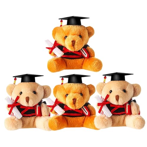 Hohopeti 4pcs Abschlussgefüllte Bärplüschspielzeug Entzückende Cartoon Bärenpuppe Graduierung Bärenpuppe von Hohopeti