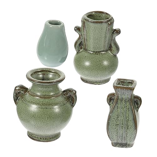 Hohopeti 4pcs Zen -Stil Keramik Mini Vase Compact Vase Creative Desktop Mini Keramikvase von Hohopeti