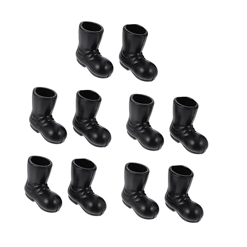 Hohopeti 5 Mini-Stiefel Kinder Weihnachtsschuhe Mini-Weihnachten Mini-Hausschuhe Minipuppen-weihnachtsmann-Schuhe Mini-weihnachtsmann-Stiefel Mini-Regenstiefel Black Plastik von Hohopeti