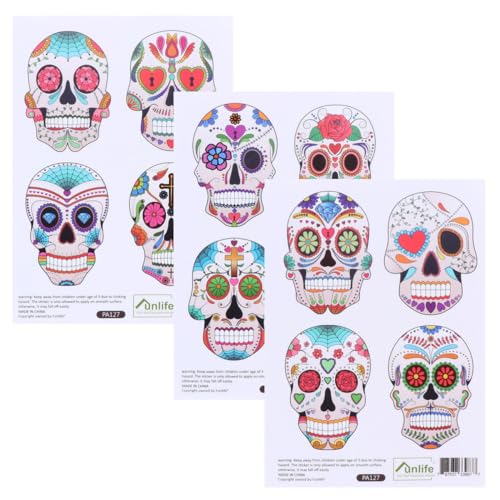 Hohopeti 50 Blatt Halloween-Totenkopfwand Auto-Dekor Schädel Handabdruck Halloween-Wandtattoos Halloween wanddeko Halloween Aufkleber Halloween-Party-Aufkleber Fensteraufkleber PVC von Hohopeti