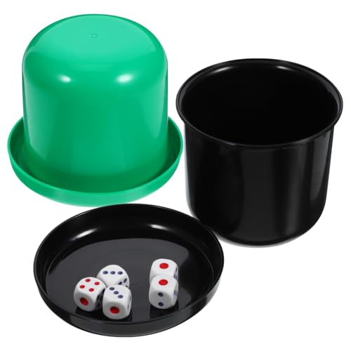 Hohopeti 5St Würfelbecher mit Würfeln d6 Würfelwürfel Partywürfel Poker-Würfelschüttler Würfelbecher mit Tablett Würfel und Becher Würfelbecher klein Spielwürfel wichtelgeschenke lustig von Hohopeti