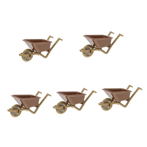 Hohopeti 5st Warenkorb-Modell Kinderwagen Spielzeug Miniaturwagen Kleiner Einkaufswagen Mini-farmwagen Mini-bauernwagen Mini-Wagen-dekor Wagenmodelle Für Gartenzubehör Miniaturen Brown Abs von Hohopeti