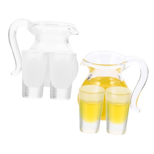 Hohopeti 6 Teiliges Miniatur Set Mit Glaskaraffen Und Tassen Für Puppenhaus Saft Und Milch Puppenhaus Zubehör Für Kreative Spielwelten von Hohopeti