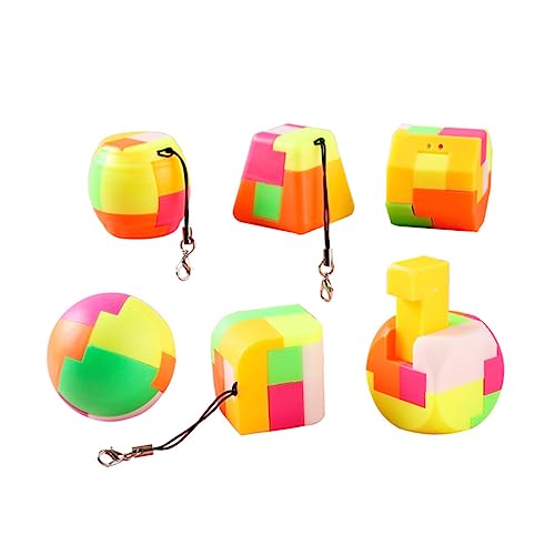 Hohopeti 6St Würfelkugel Kinderspielzeug Schlüsselanhänger Keychain Bausteinspielzeug Lernspielzeug für Kinder Puzzle Minispielzeug für Kinder Intellektuelles Spielzeug Bausteine Plastik von Hohopeti