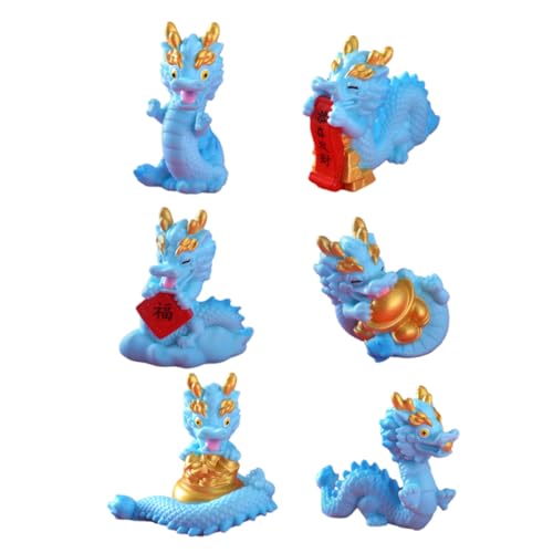 Hohopeti 6st Mini-Drachen-Ornamente Dekoration Der Drachenstatue Chinesische Drachenskulptur Feng Drachenfiguren Für Kinder Miniatur Chinesisch Drachenstatue Für Den Schreibtisch Harz von Hohopeti