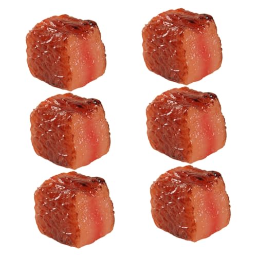 Hohopeti 6st Simulierte Rindernuggets Gefälschtes Gekochtes Fleisch Dekoratives Kunstfleisch Fotografie Fleischmodell Gefälschte Fleischstütze Food-Modell Restaurant-Requisite PVC Brown von Hohopeti