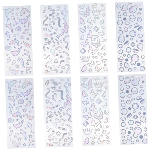 Hohopeti 8 Blatt PVC Aufkleber DIY Material Aufkleber Vintage Aufkleber Telefonständer Bastelaufkleber Aufkleber Scrapbooking Band Konfetti Aufkleber Scrapbooking Materialien von Hohopeti