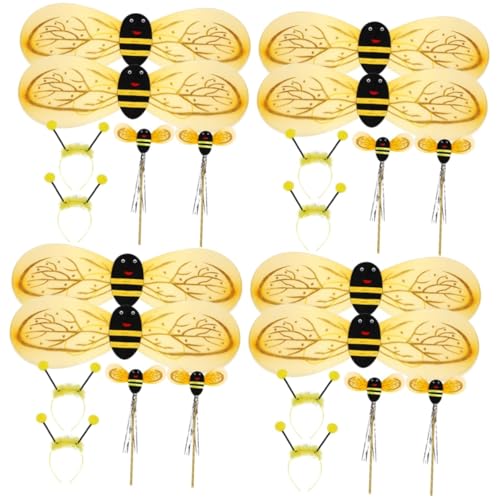 Hohopeti 8 Sätze kleine Bienenrequisiten Bienenflügel für Kinder Stirnband für Kinder tierkostüme halloweenkostüme für Kinder Kinderkommode Biene Cosplay Flügel Requisiten Bienen-Stirnband von Hohopeti