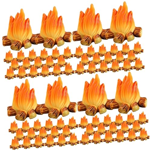 Hohopeti 80 STK Feuerschmuck 3D-Lagerfeuer-Requisite falsches Feuer Lagerfeuer-Party Mini puppenhauszubehör Garden Decor Lagerfeuer-Modell für die Landschaftsgestaltung Halloween-Feuer Harz von Hohopeti