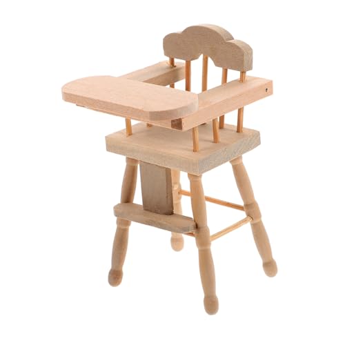 Hohopeti Babyhochstuhl sitzhocker Kinder kindersitze fogelschreker Mini Scale gieskanne kinderspielzeug Mini-Puppenhaus-Dekor Miniatur-Hochstuhl für Figuren Miniatur-Hochstuhlmöbel hölzern von Hohopeti