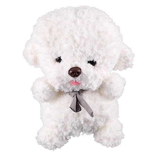 Hohopeti Bichon Frise Puppe Hund Plüschtier Hundepuppe ausgestopftes Tierspielzeug gefülltes Wurfkissen süßes Kuscheltier süsse kuscheltiere Spielzeuge ausgestopftes Hundespielzeug Weiß von Hohopeti